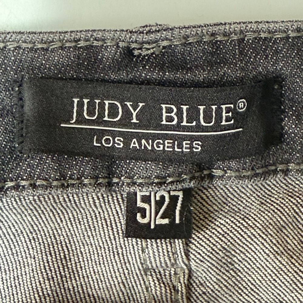 Judy Blue Jeans Womens 5 27 Gray Skinny Distressed Frayed Released Hem High Rise - Picture 7 of 15